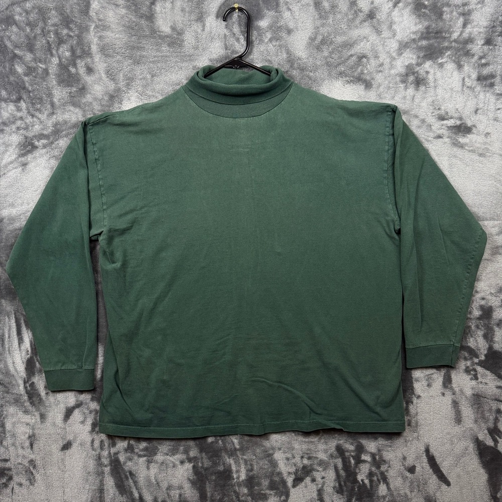Kingstree Classic Turtleneck Mens XXL Green Long Sleeve Cotton Mock Neck Shirt